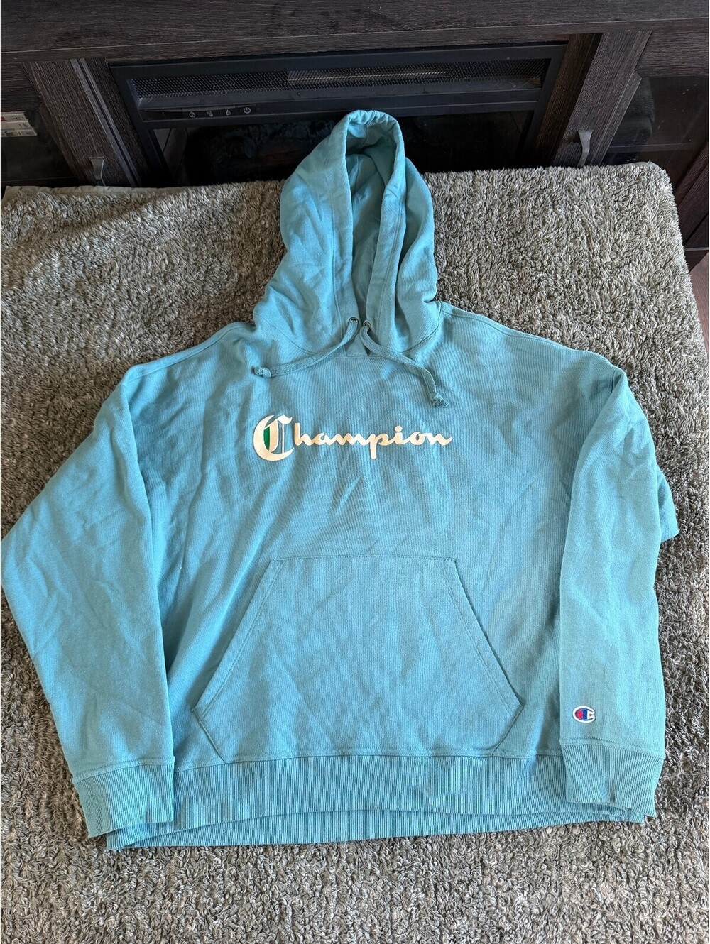Champion Authentic Athleticwear XL Teal Hoodie with Front Pocket